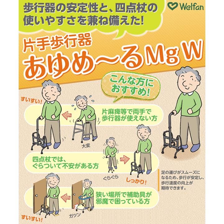 ウェルファン 片手式歩行器 あゆめーる MgW Ｓサイズ
