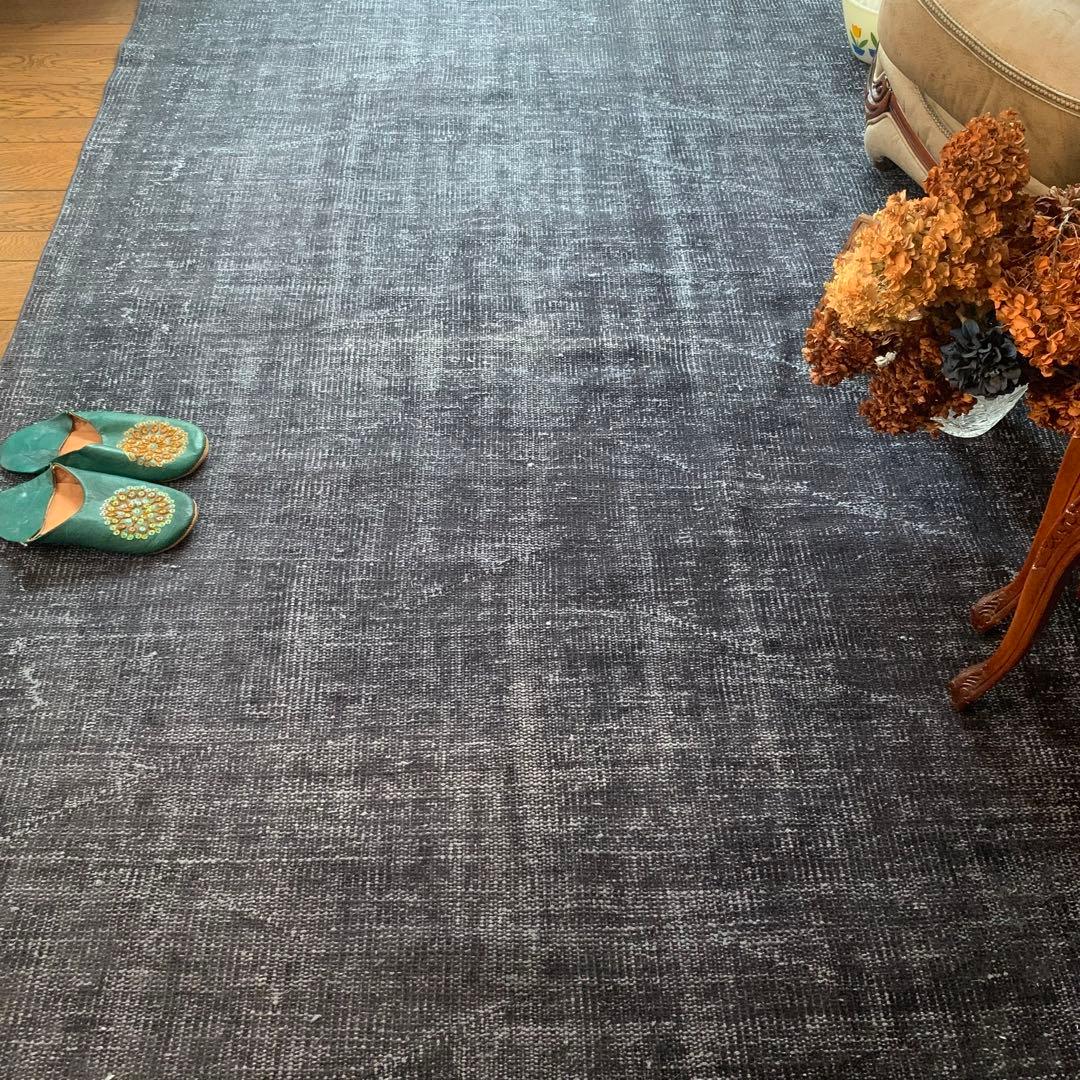 Mom　大判　トルコヴィンテージラグ　ネイビーブラック245×147