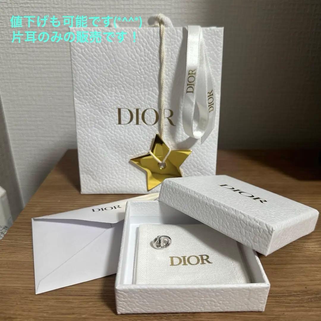 【美品】ディオール CD Navyスタッドピアス シルバー