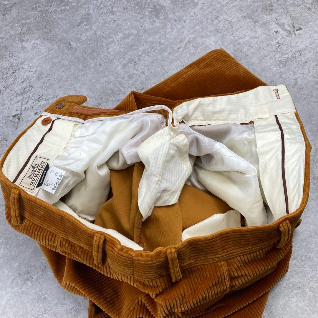 HERMES エルメス　コーデュロイ　ストレート　46 パンツ　ブラウン