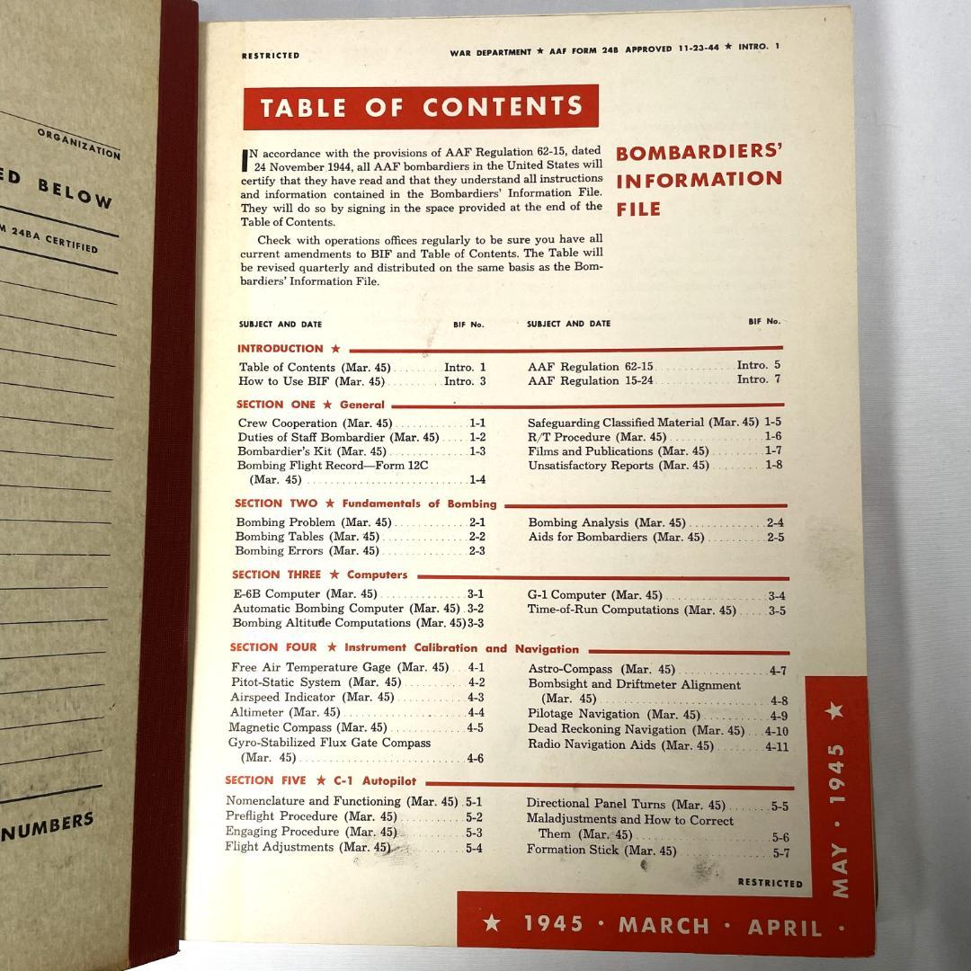 超希少 アメリカ陸軍航空隊 爆撃手情報ファイル US AAF BIF 1945年