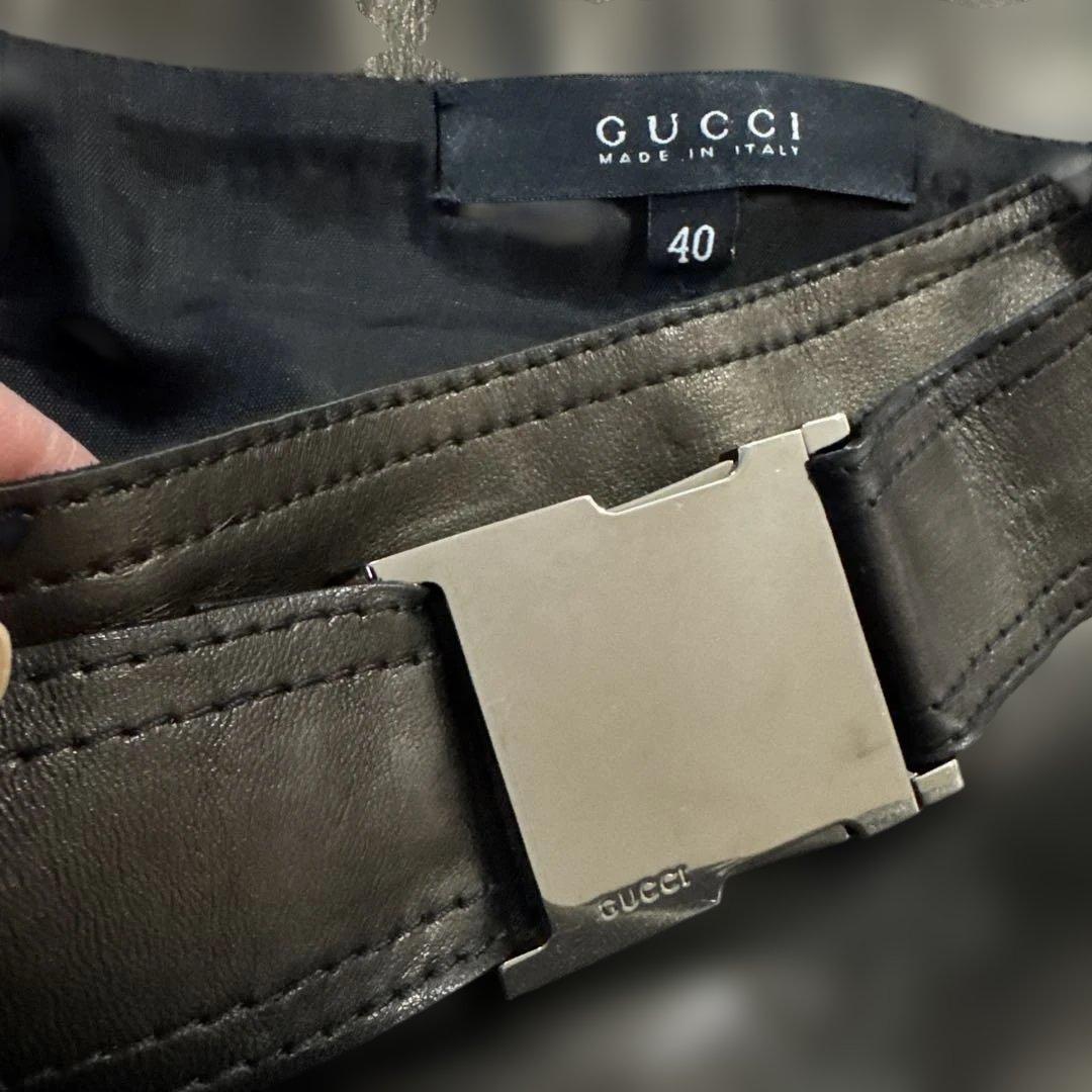 GUCCI レザー タイトスカート 40サイズ 黒