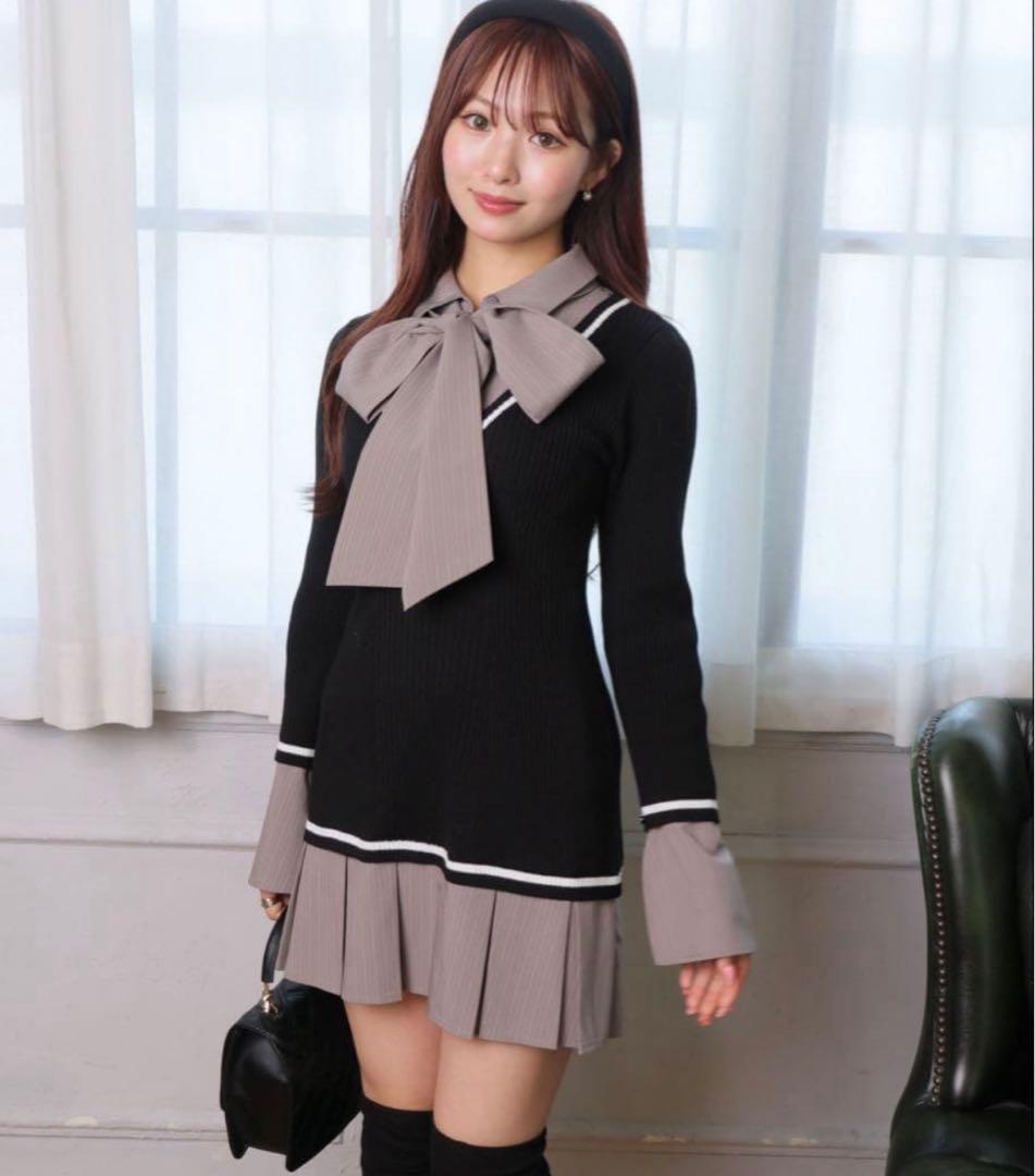 【最安値‼️】リップサービス シャツドッキングプリーツワンピース