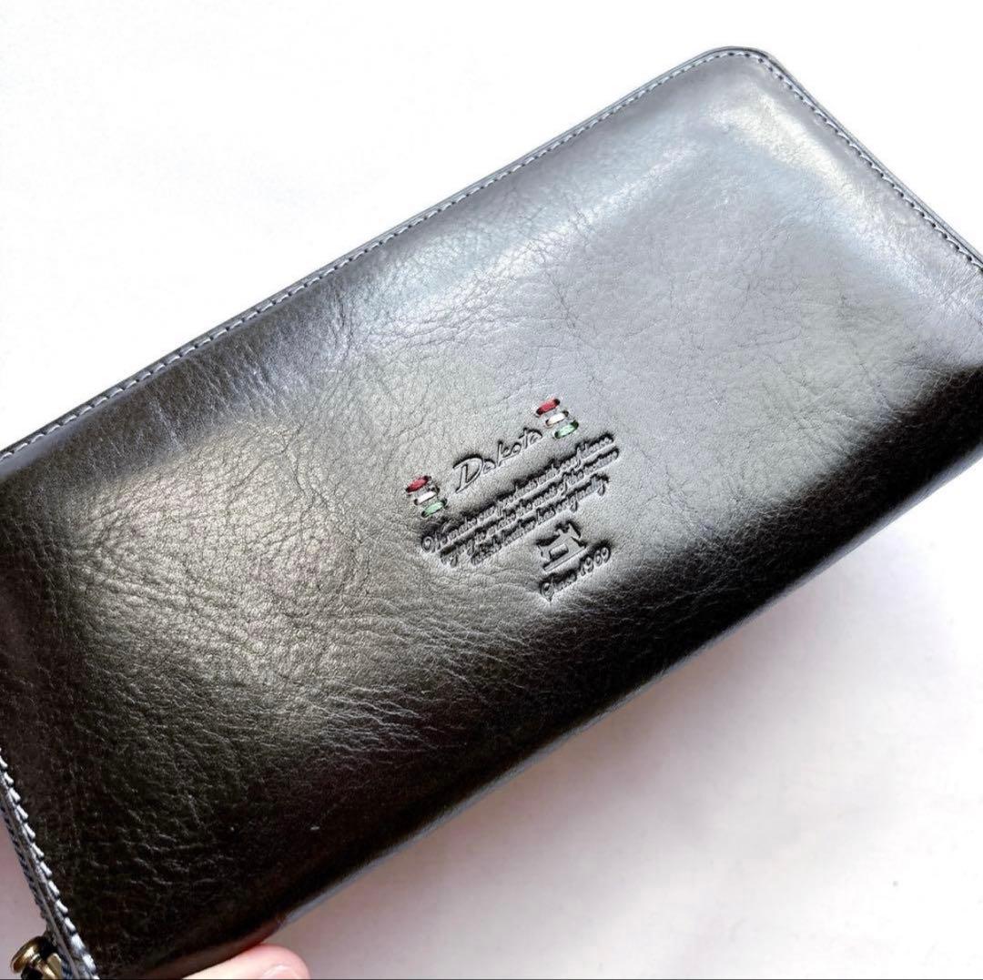 【美品】DAKOTA ダコタ トリコローレラウンドファスナー長財布 ブラック 黒