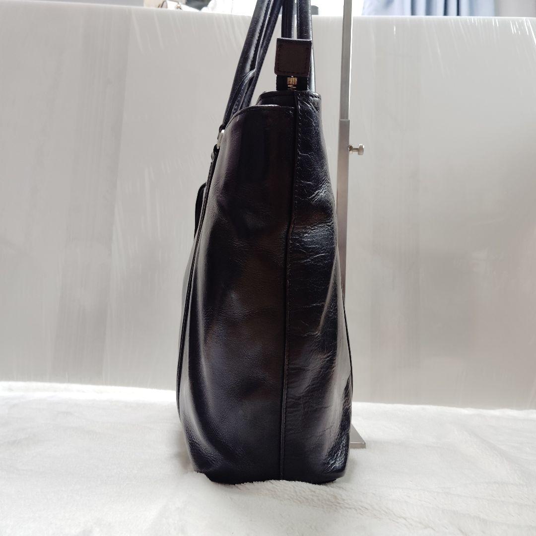 【艶】アニアリ　ビジネストート　ブリーフケース　オールレザー　舟形　A4　黒