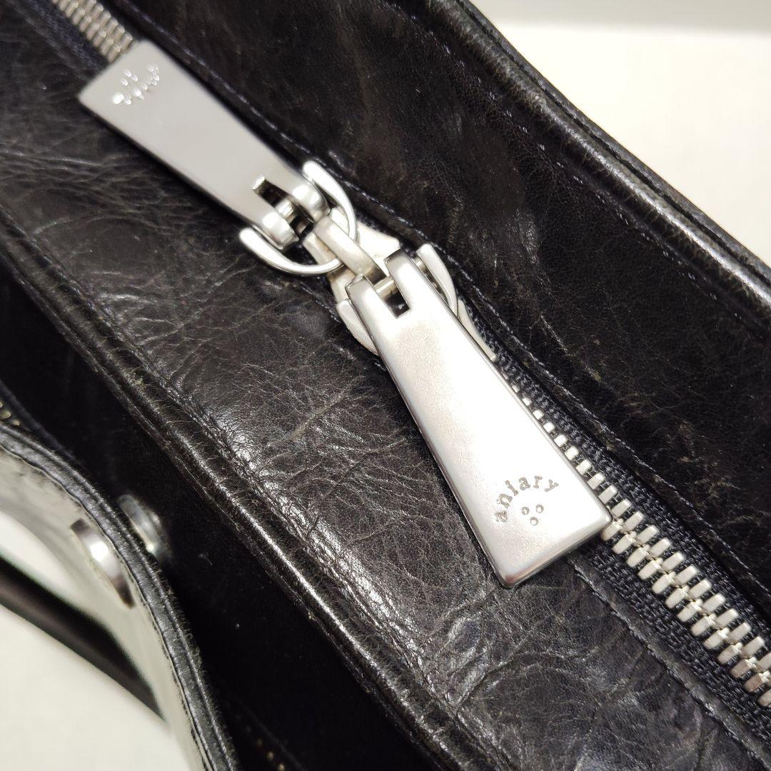 【艶】アニアリ　ビジネストート　ブリーフケース　オールレザー　舟形　A4　黒