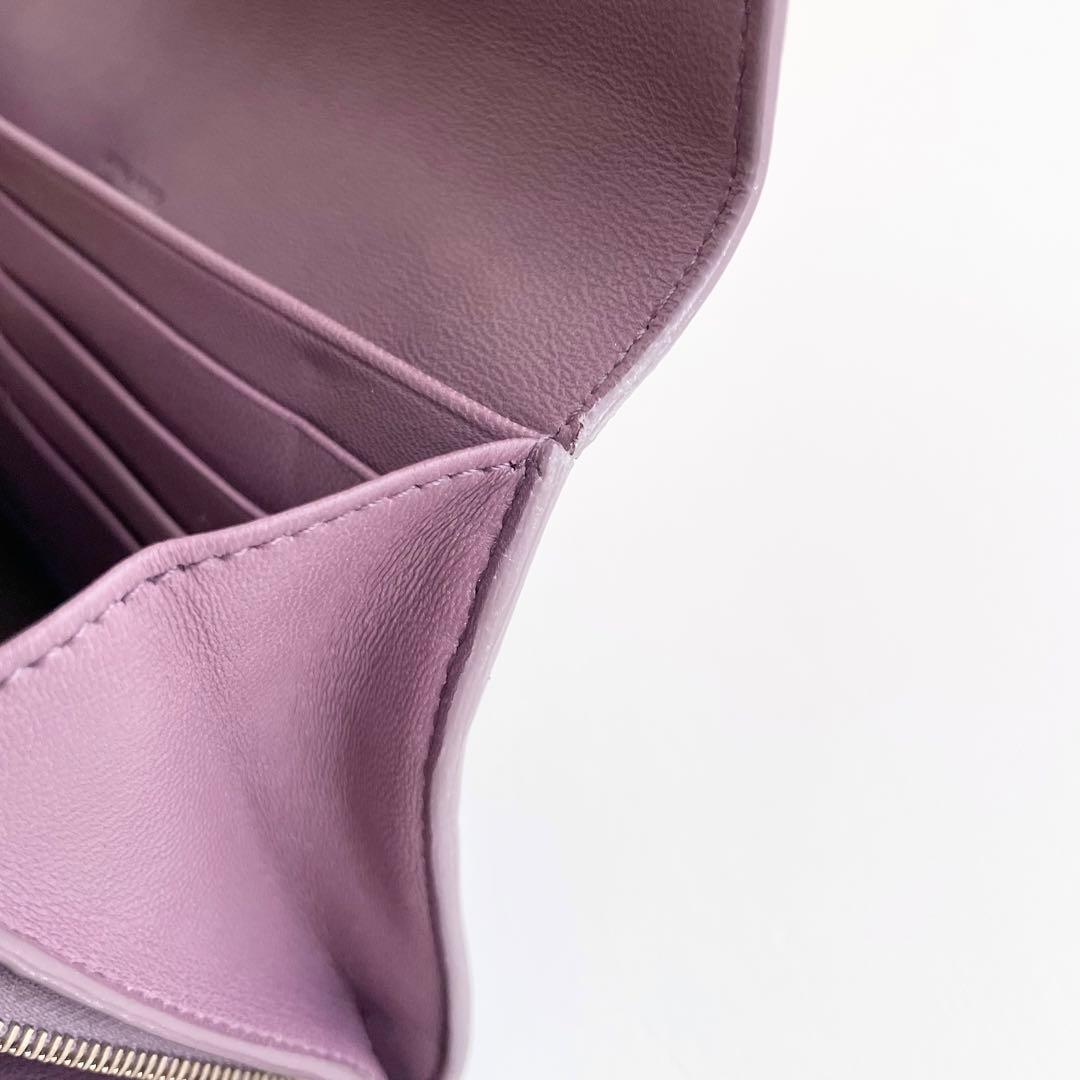 ボッテガヴェネタ 長財布 イントレチャート レザー くすみパープル ほぼ新品