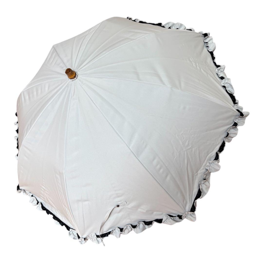 サンバリア100 フリル　2段折りたたみ　日傘　ホワイト