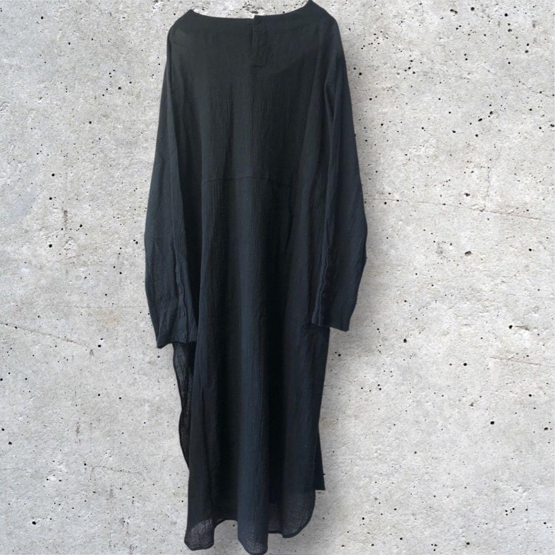 【極美品】かぐれ ガーゼロングチュニック フリー ブラック 2025年モデル