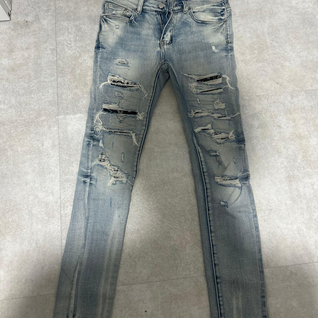 mnml ダメージ加工 スキニーデニム