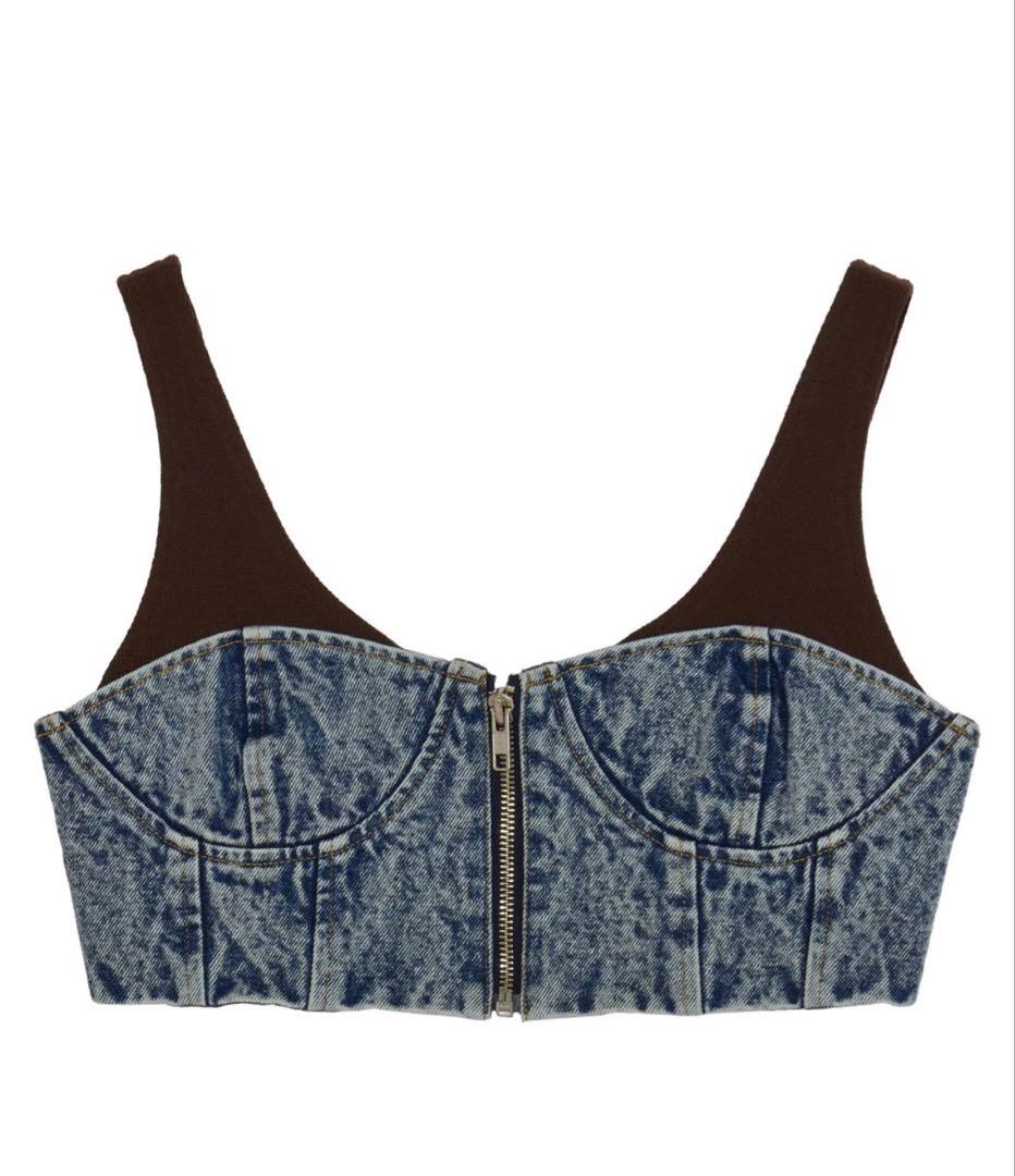【新品未使用】Ameri RIB MIX DENIM BUSTIER ビスチェ