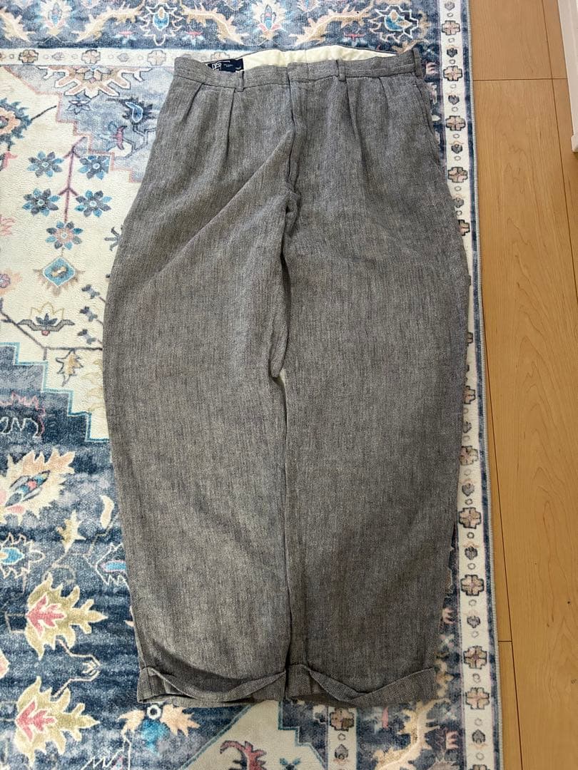 90s Ralph Lauren 極太 リネン ヘリンボーン スラックス