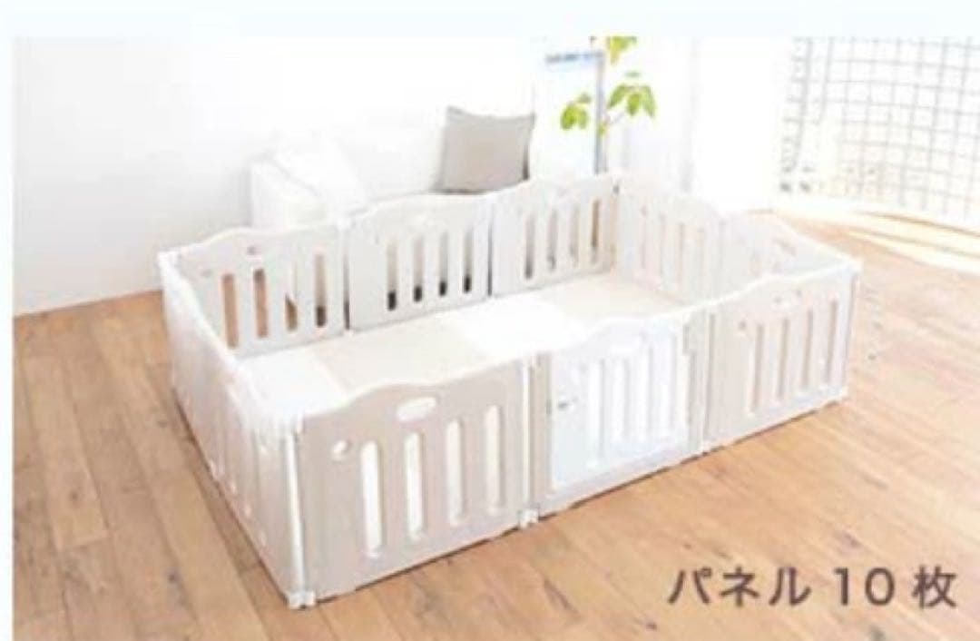 【日本育児】たためるベビーサークル 扉付 pawoo 8枚➕専用拡張２枚ベージュ