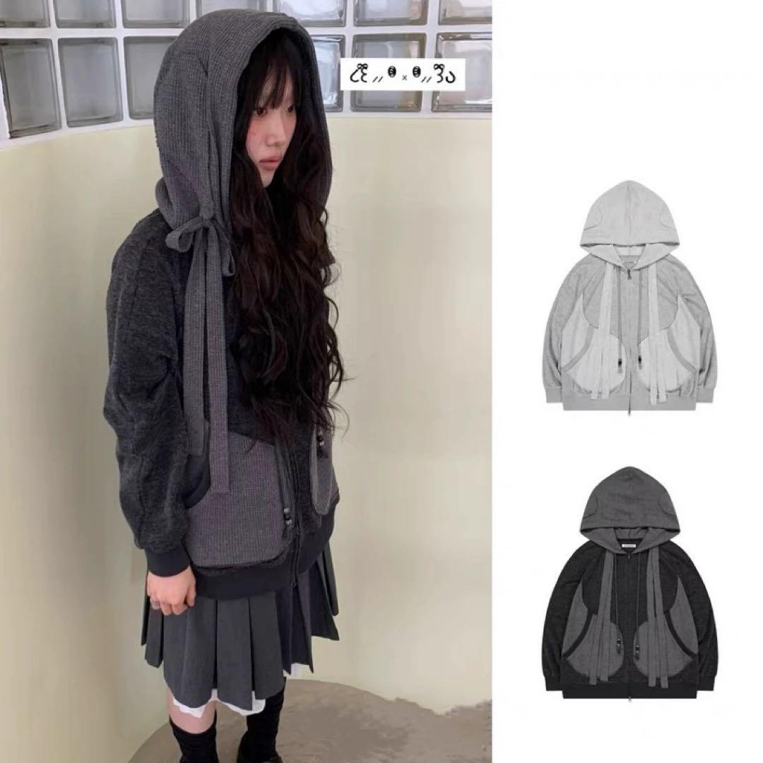【新品未使用】COYSEIO フードパーカー ダークグレー チャコール　/f5