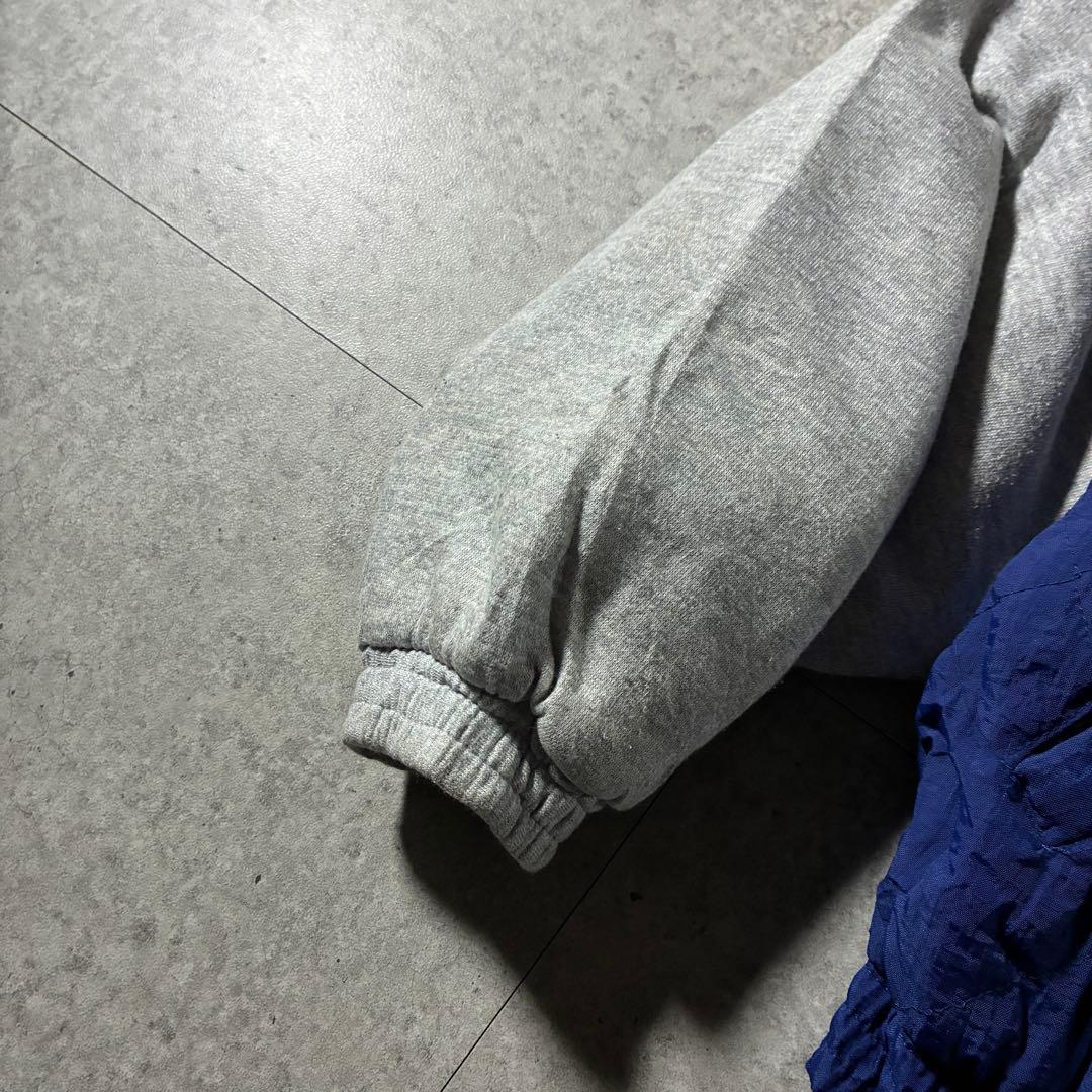 90s reebok中綿キルティングジャケット刺繍ロゴスウェット切替フーディ短丈