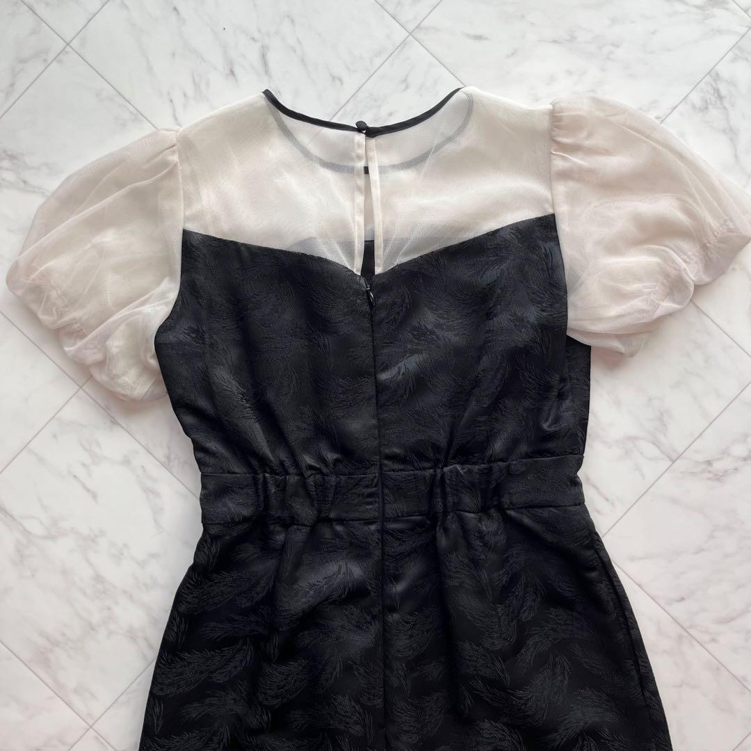 美品✨kana チュール パフスリーブ ワイドパンツオールインワン ブラック　S