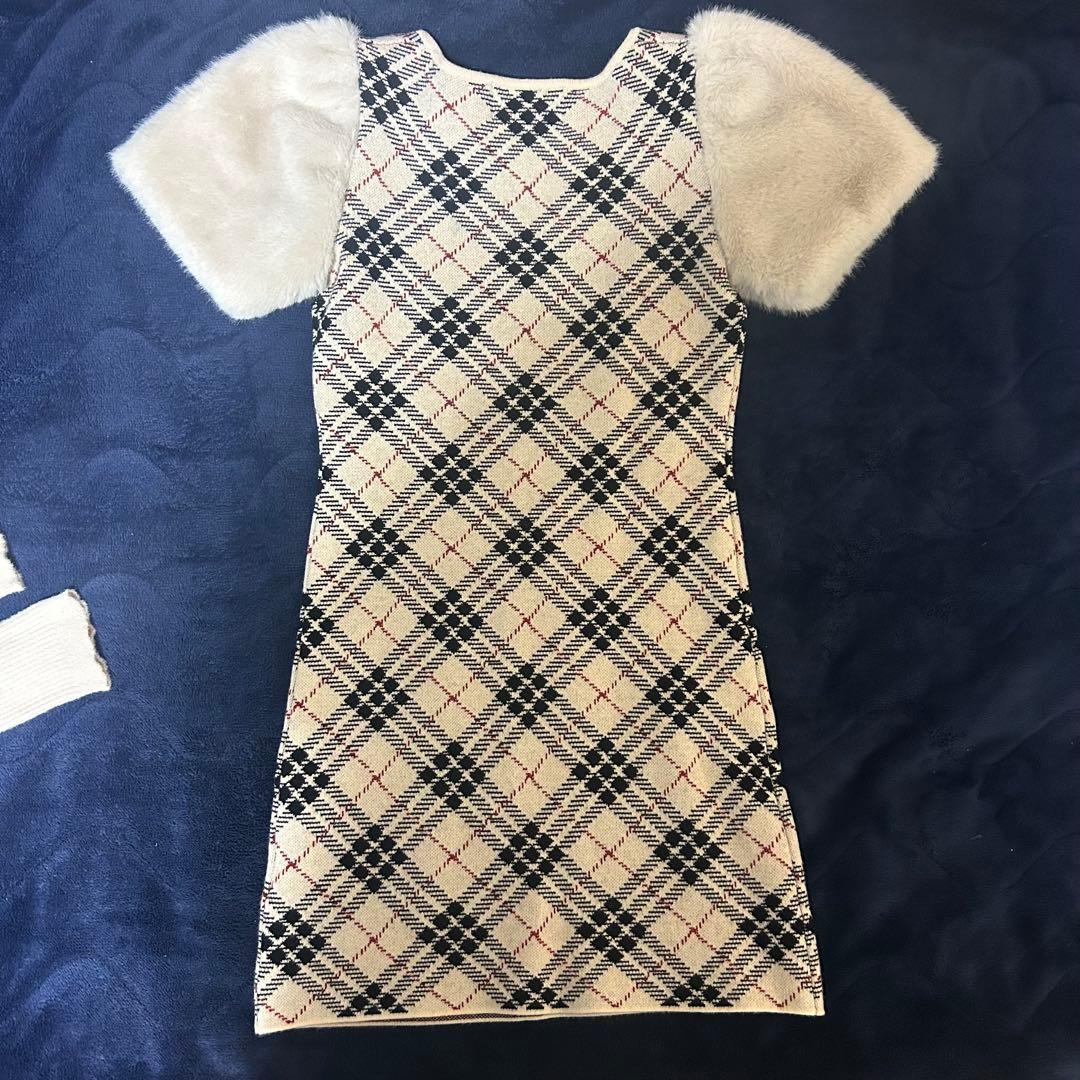 ミシェルマカロン ファースリーブチェックワンピース