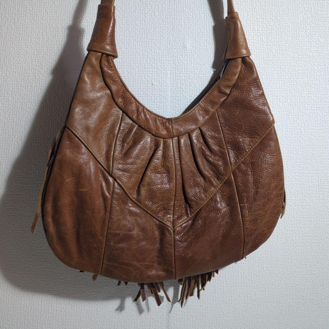MEXICO製 レザーショルダー フリンジ コンチョ ナバホ ズニ ビンテージ