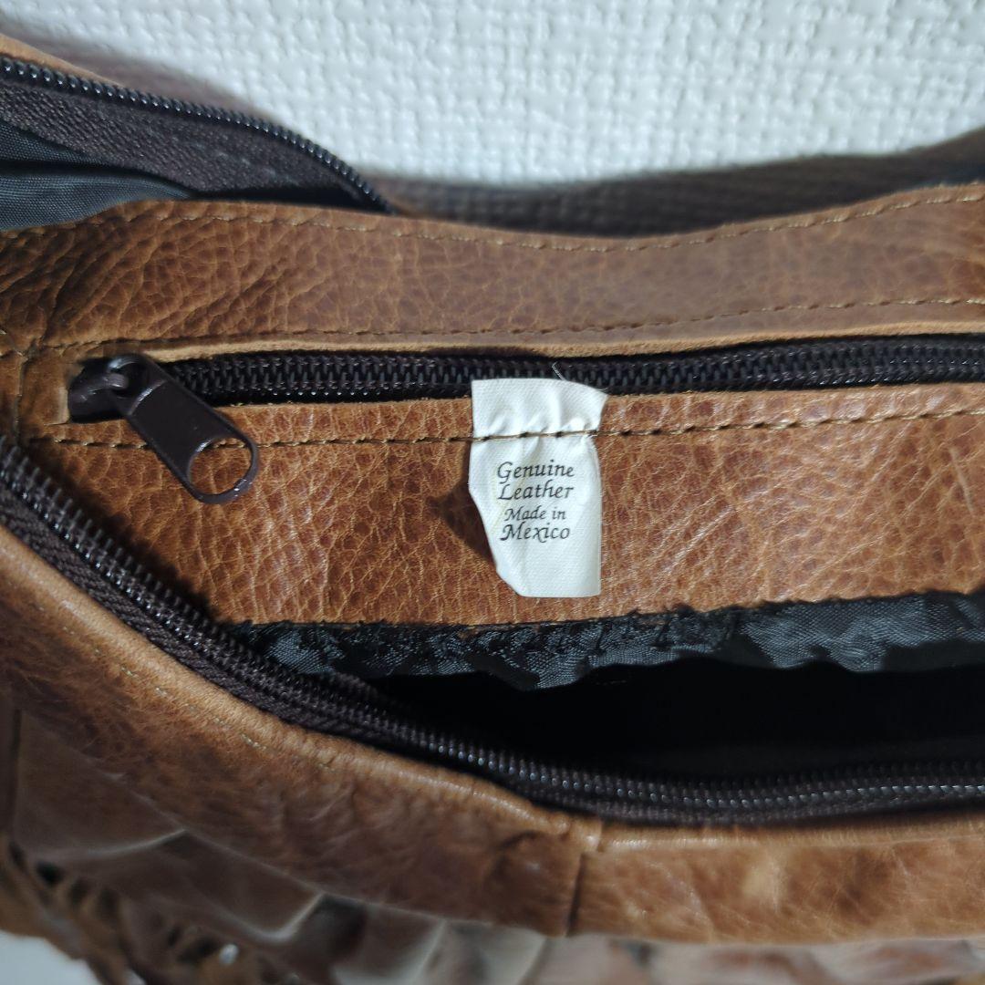 MEXICO製 レザーショルダー フリンジ コンチョ ナバホ ズニ ビンテージ