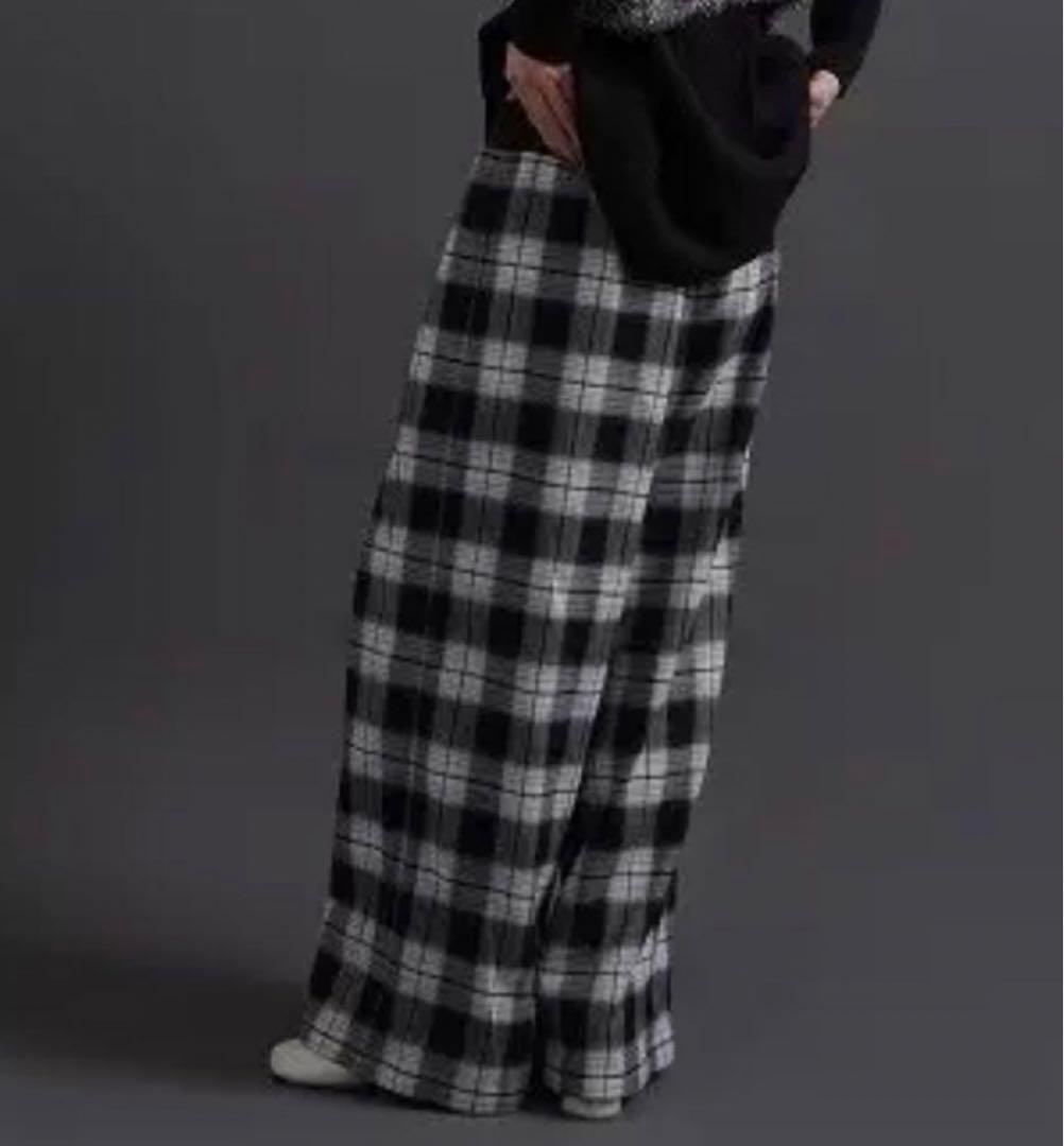 CYAN TOKYOリブウエストチェックパンツ