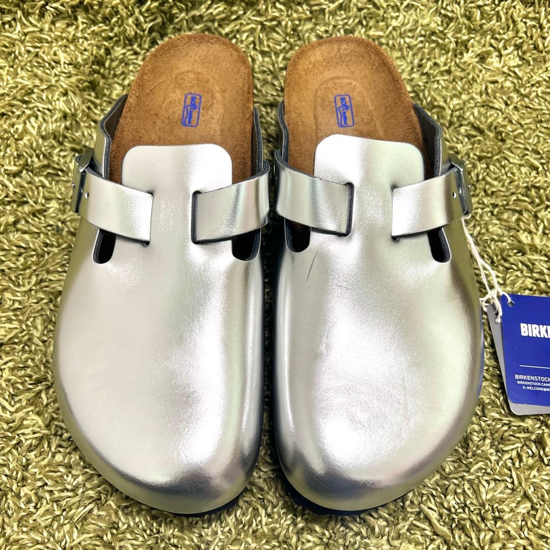 新品　希少カラー　ビルケンシュトック ボストン　サボ　サンダル　シルバー　25