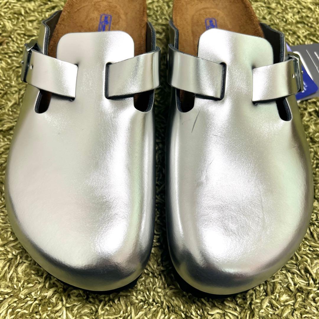 新品　希少カラー　ビルケンシュトック ボストン　サボ　サンダル　シルバー　25