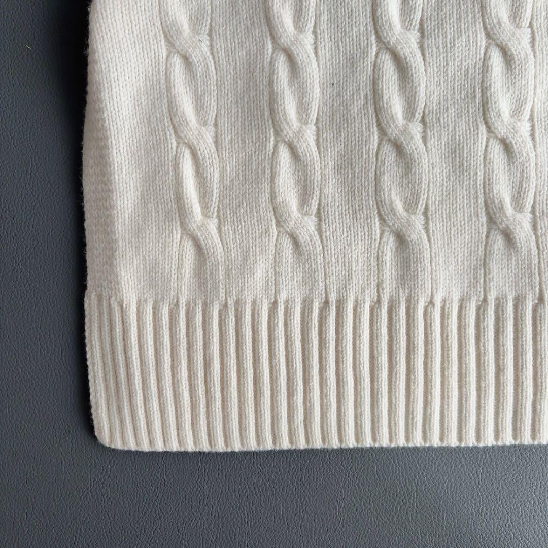 TOUJOURS　カシミヤ　ニットベスト　チルデン　ウール　ケーブル　Vネック