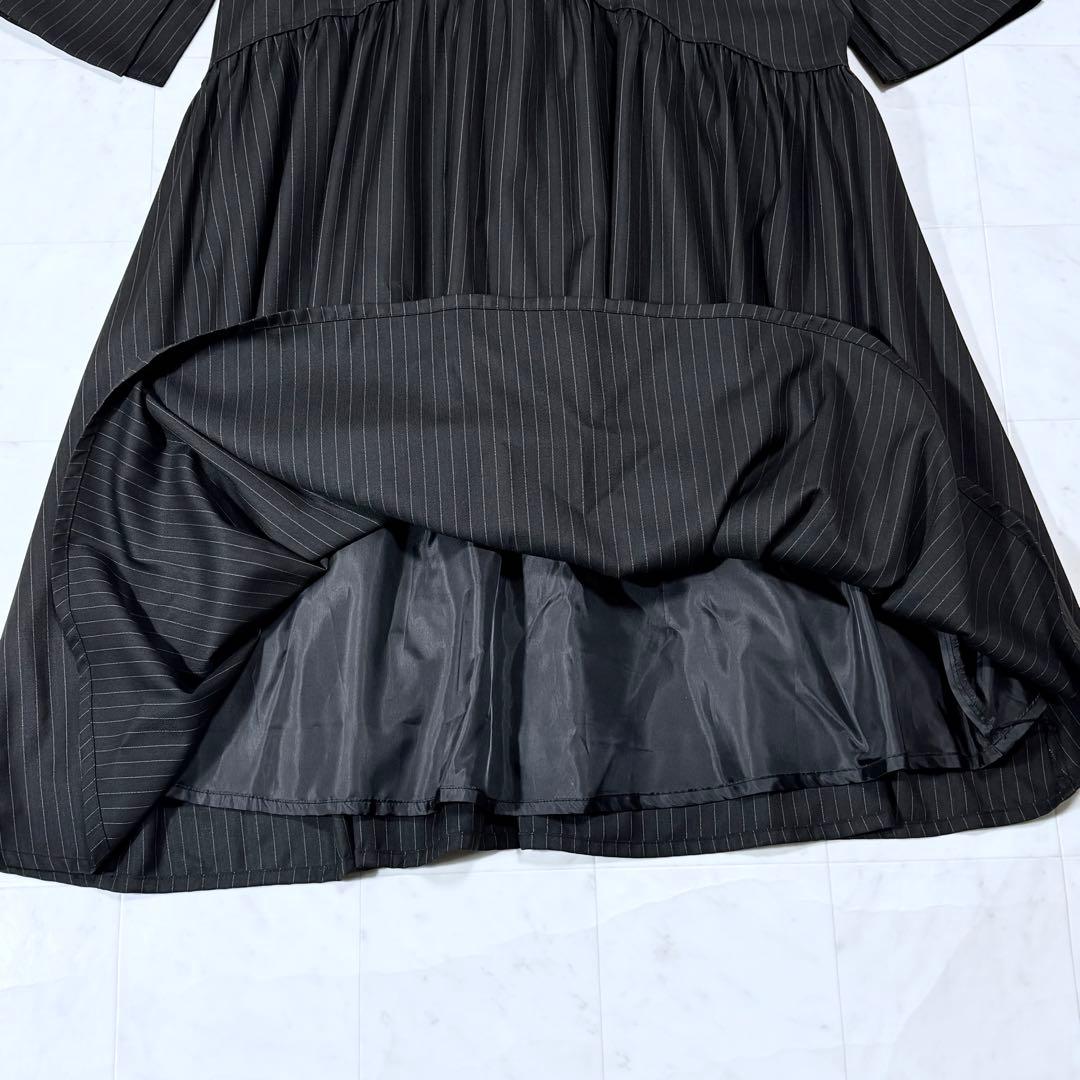 HARE ストライプティアードワンピース ロング ブラック FREE