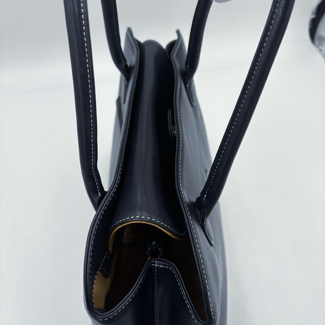 【美品】キタムラ ビジネスバッグ トートバッグ A4収納可 ネイビー 保存袋付