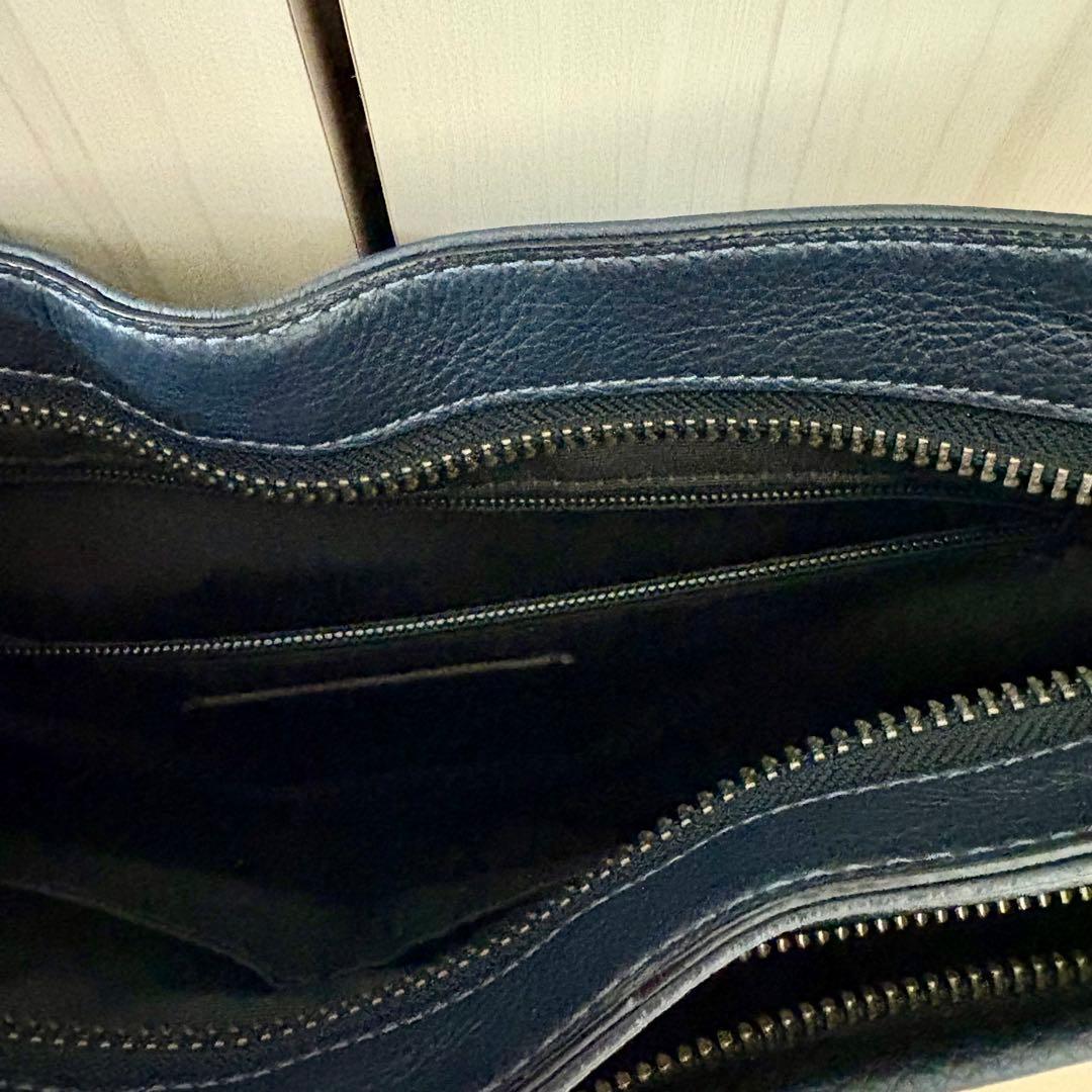 美品コーチCoach ダークブルーグレー 系ショルダーバッグメッセンジャーバッグ