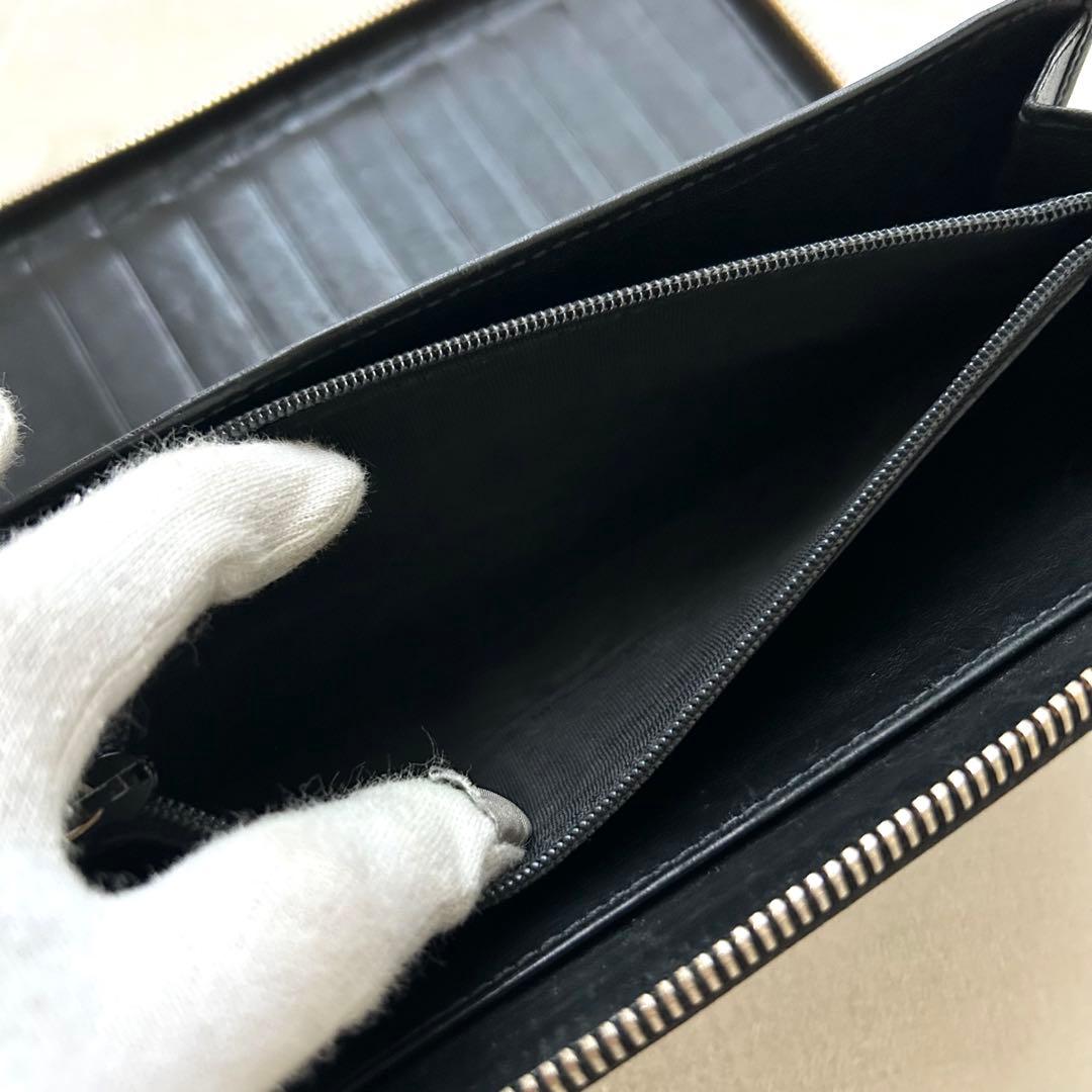 GUCCI グッチ 長財布 シマ ラウンドファスナー 黒