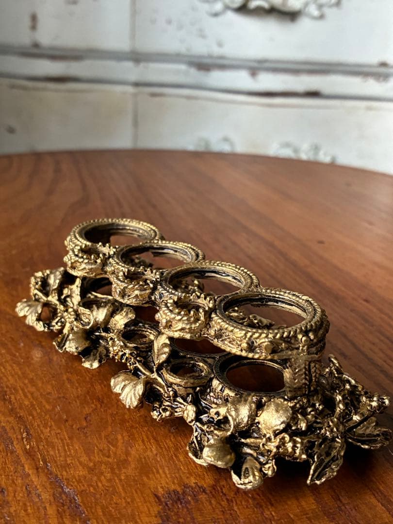 フランス　アンティーク　オルモル　リップスティック　ブラシ　ホルダー　真鍮　レア