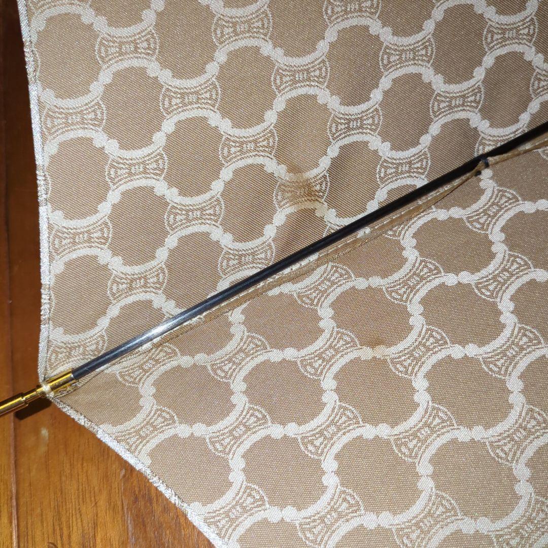 CELINE 長傘 雨傘 マカダム柄 木製ハンドル セリーヌ ゴールド