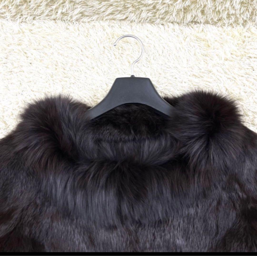 【イエナ】ラビット×フォックス ファーコート ショート丈ファーコート 毛皮 絹