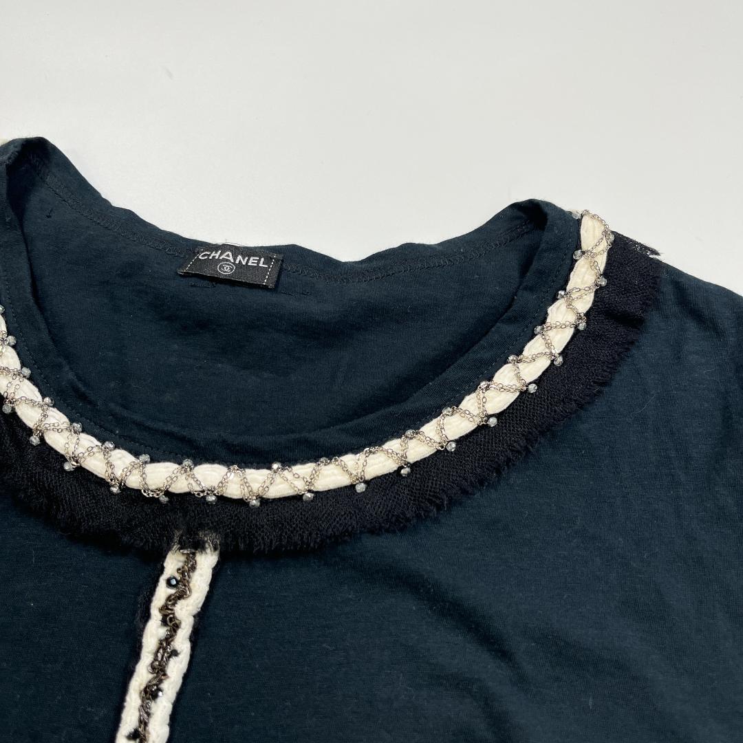 CHANEL 半袖 カットソー チェーン装飾 Ｔシャツ 黒 シャネル