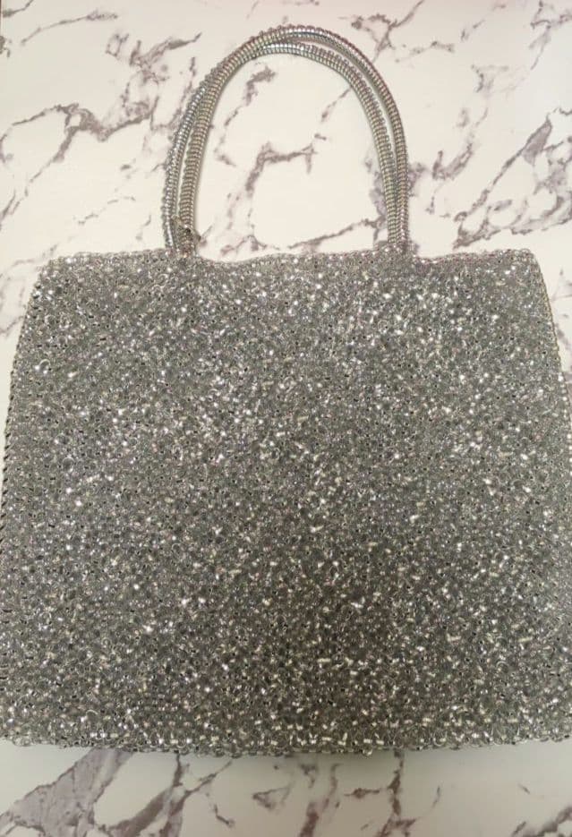 アンテプリマ グリッター スクエア ラージ ワイヤーバッグ　シルバー