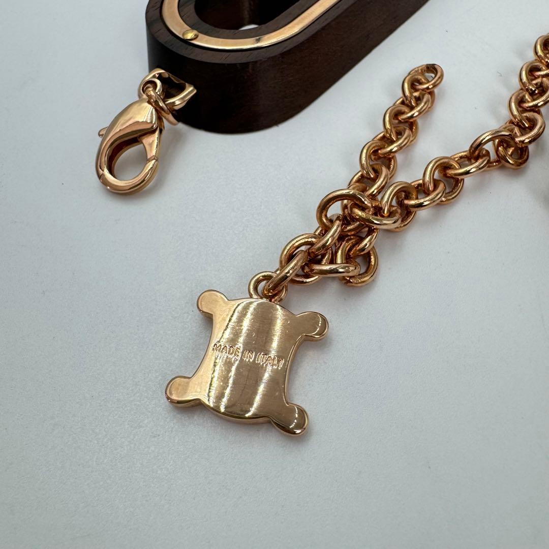 【希少】CELINE チェーンベルト　ウッド　ゴールド　マカダム　ロゴ