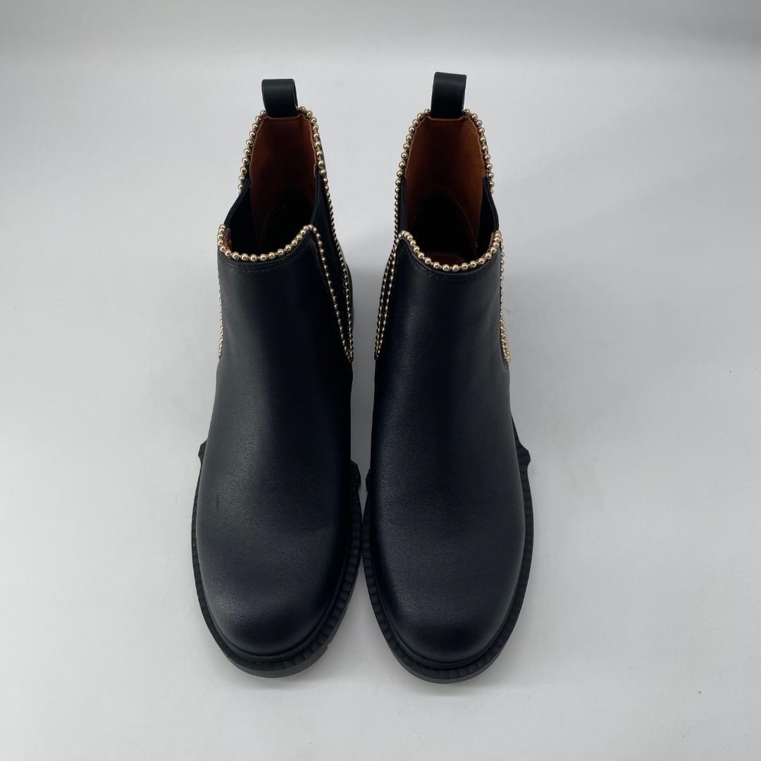 17113✨新品✨COACH ビジュー ショート サイドゴアブーツ 黒 レザー