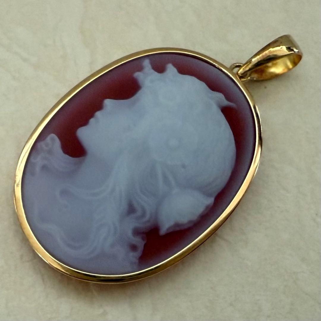 K18カーネリアンカメオペンダントトップ　2.58g