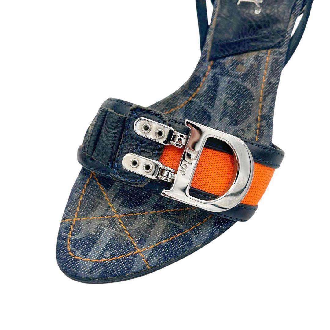 【希少】Dior ガリアーノ期 トロッター Dバックル ヒールサンダル Y2K