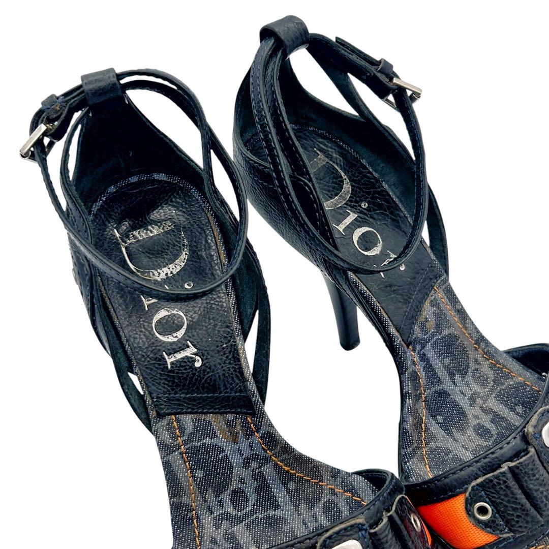 【希少】Dior ガリアーノ期 トロッター Dバックル ヒールサンダル Y2K