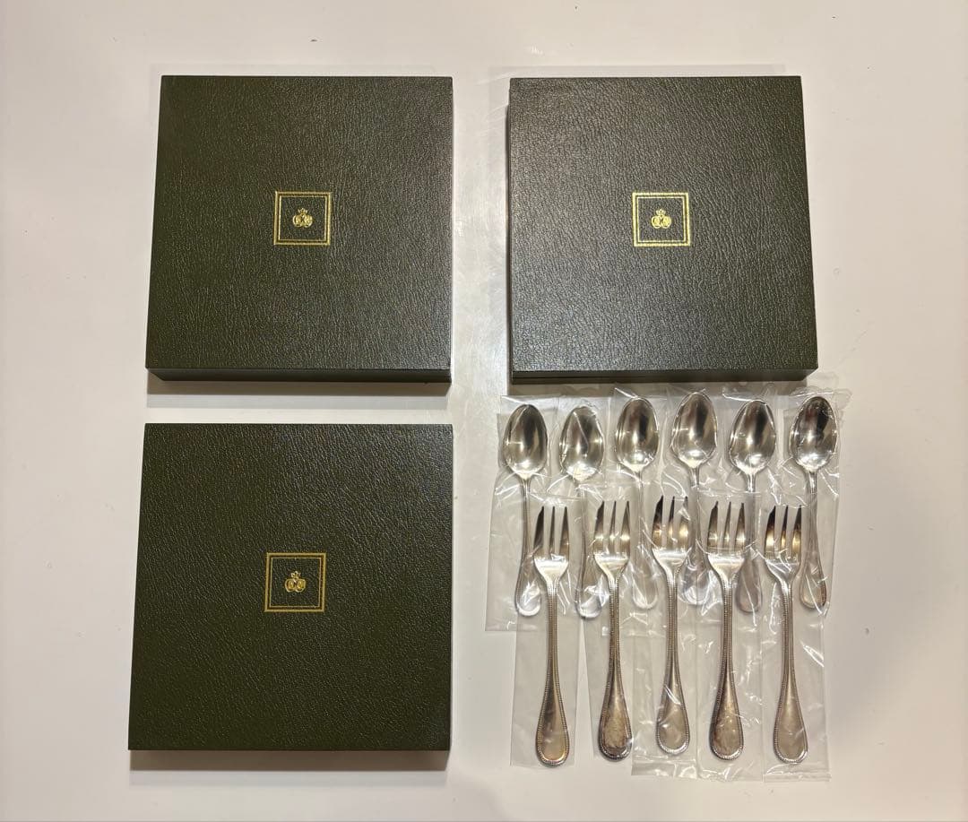 【訳あり】Christofle カトラリーセット 計3箱（スプーン＆フォーク）