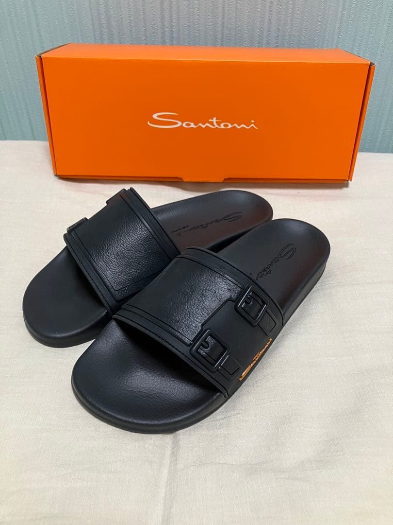 最終値下げ　新品SANTONI サントーニ ブラックサンダル スリッパ
