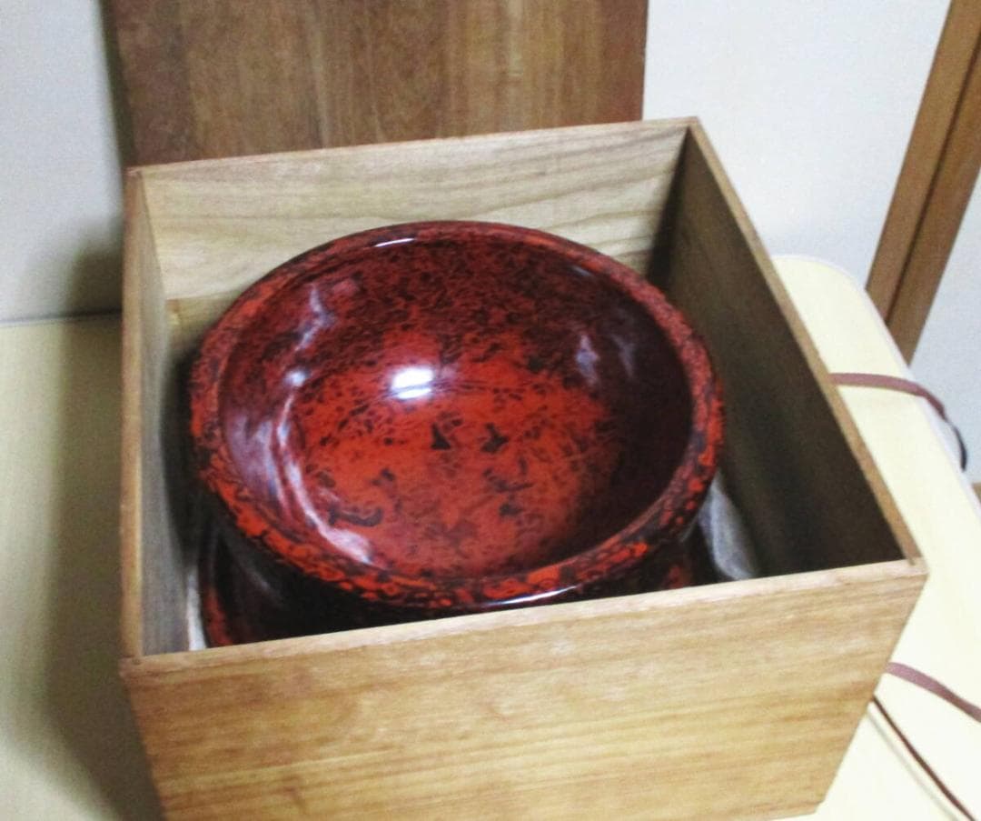 会津塗　乾漆鉢と乾漆皿　木製漆器　菓子鉢　台皿　茶道具　桐箱付