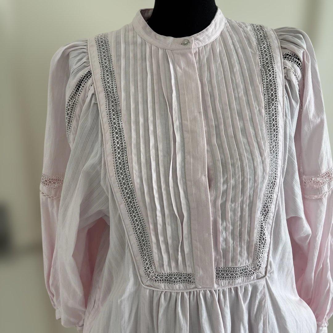 ヌキテパ　ピンク レース 長袖ワンピース