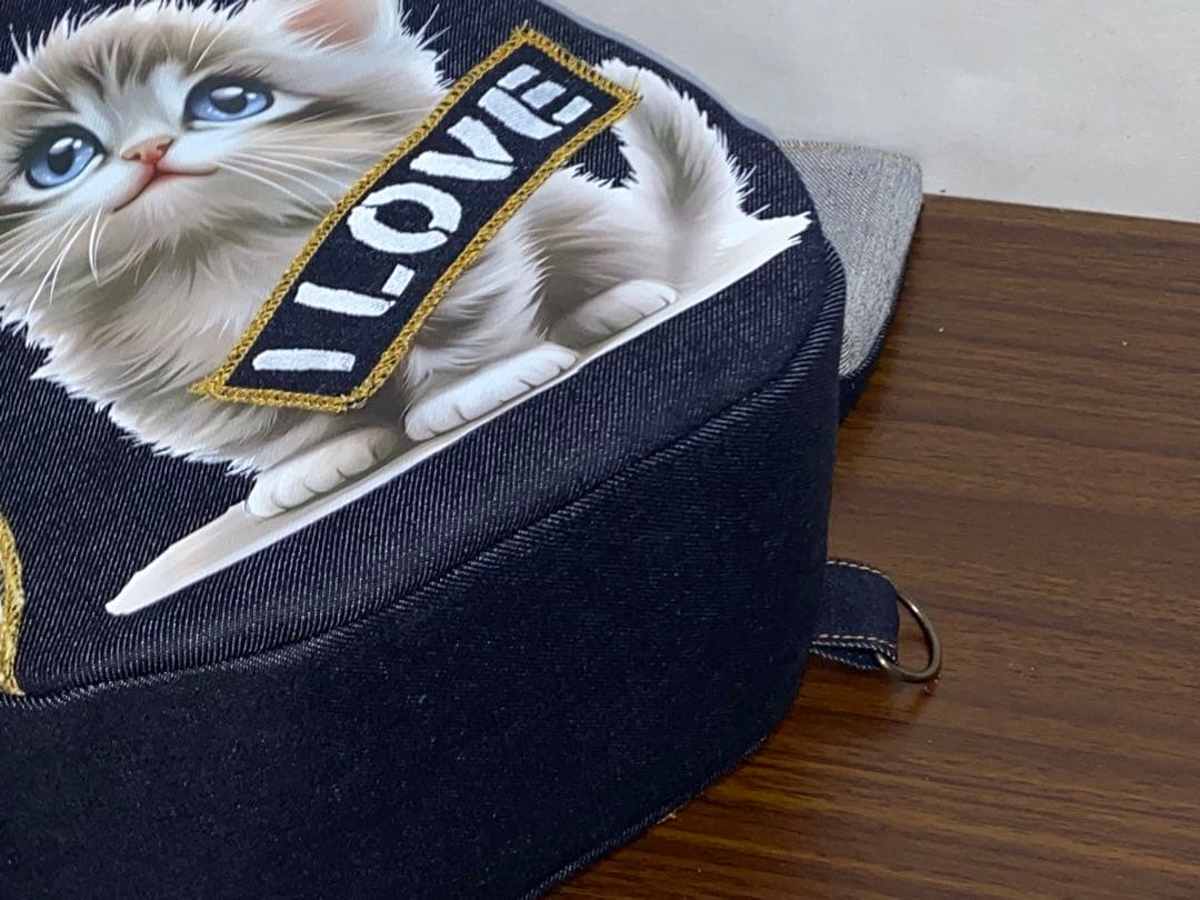 男女兼用☆岡山デニム☆子猫☆トラネコ☆リュック対応☆ワンショルダーバッグ