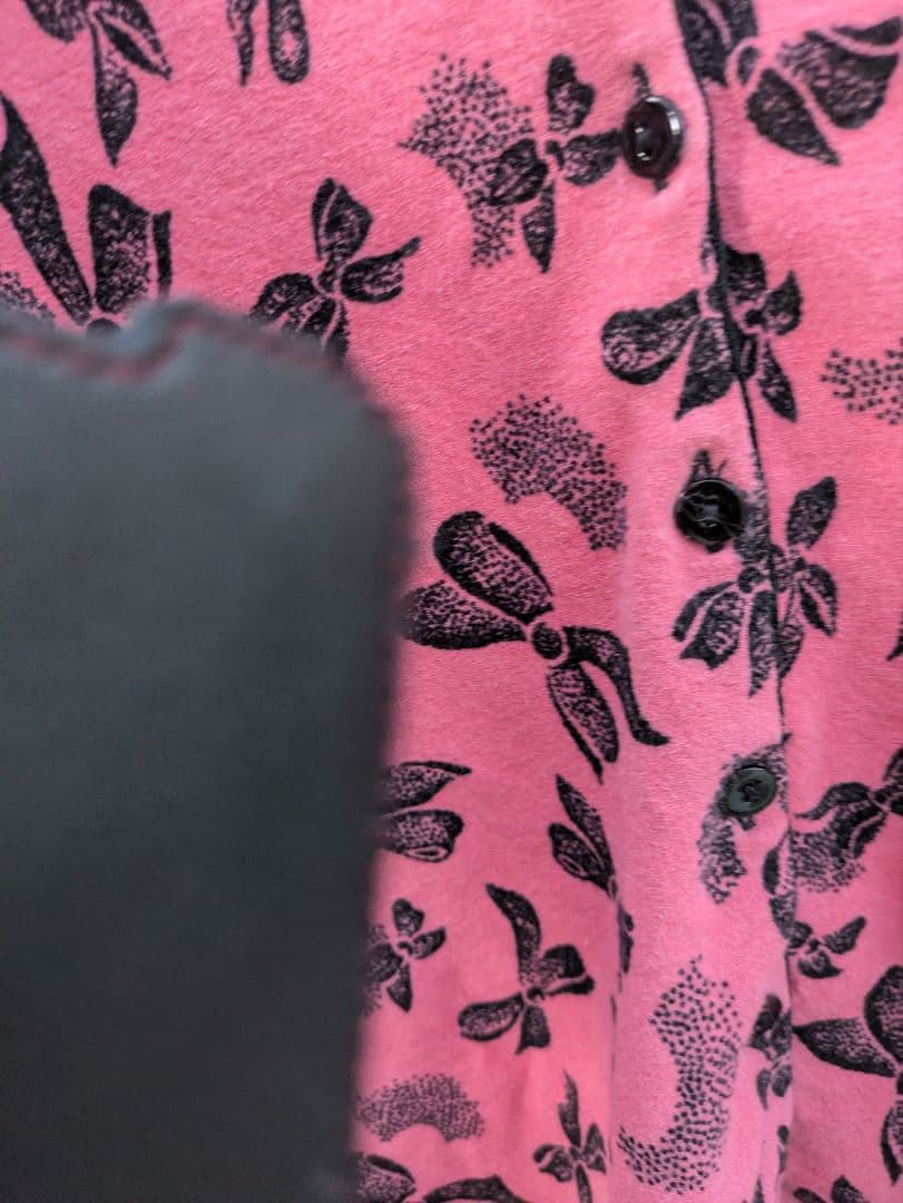 アンナモリナーリ リボン柄 長袖カーディガン レーヨン ピンク Mサイズ