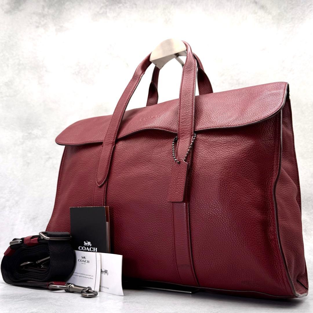 COACH コーチ ビジネスバッグ 2way レザー クロスボディ ボルドー