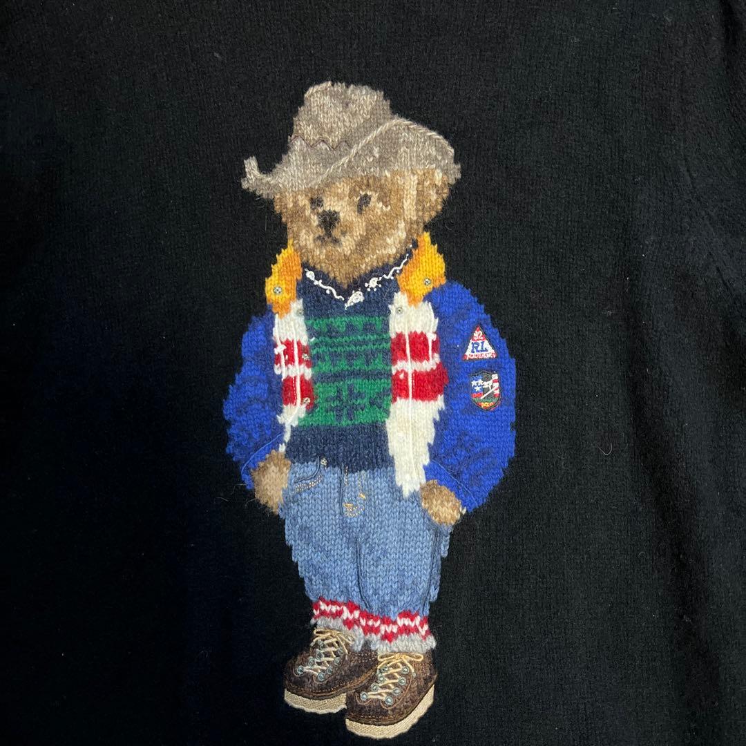 Polo by Ralph Lauren クマ刺繍セーター M 黒