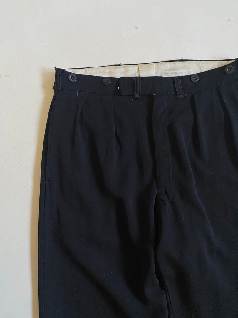 パンツ 50s- black wide wool slacks
